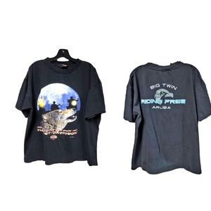 Harley Davidson 90's Howling Wolf Biker Black HD Tee Size XL